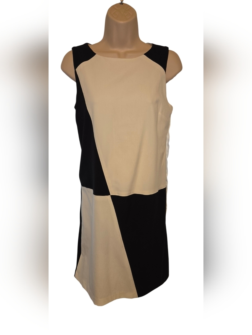 Suzi Chin for Maggy Boutique Black and Cream Colorblock Midi Dress